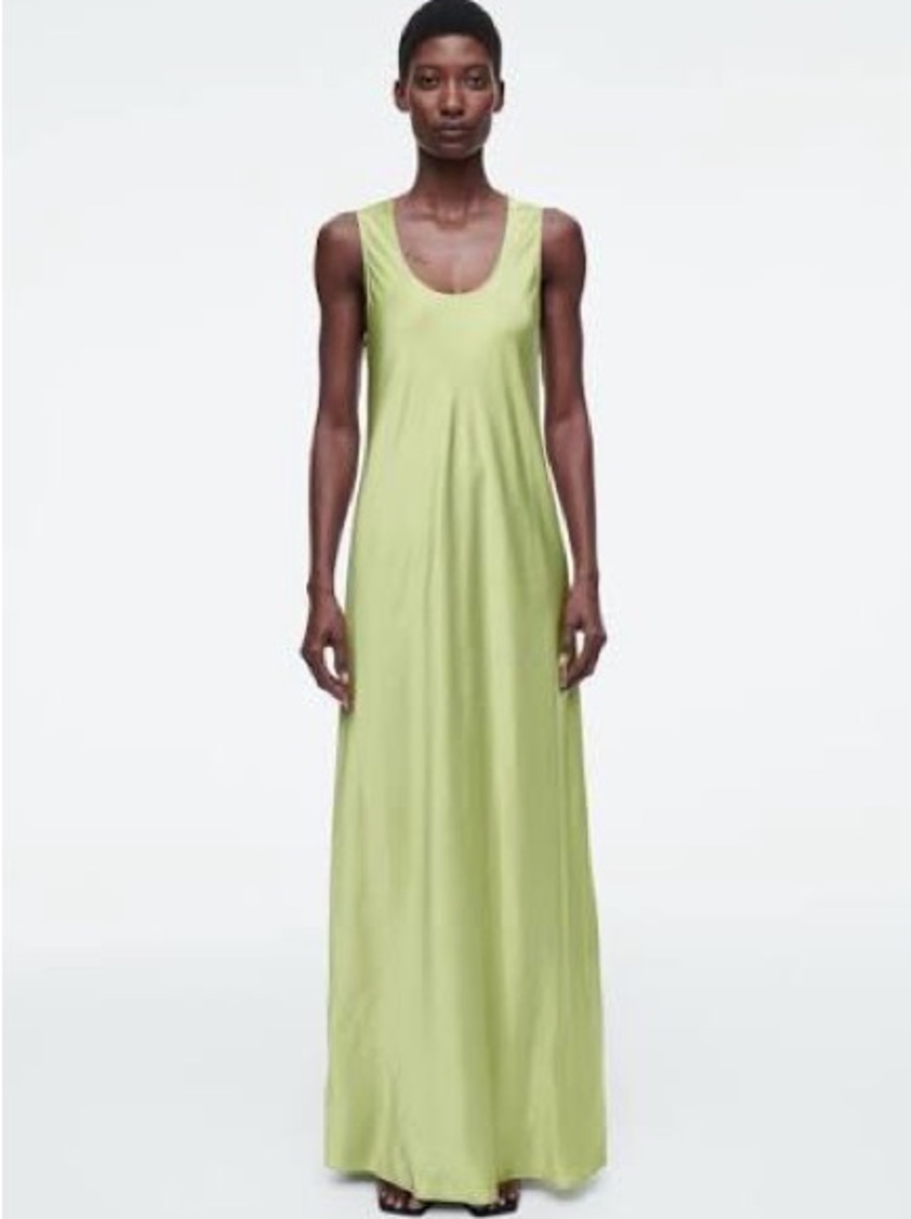 COS Lime Sage Green bias cut Sleeveless Maxi Dress